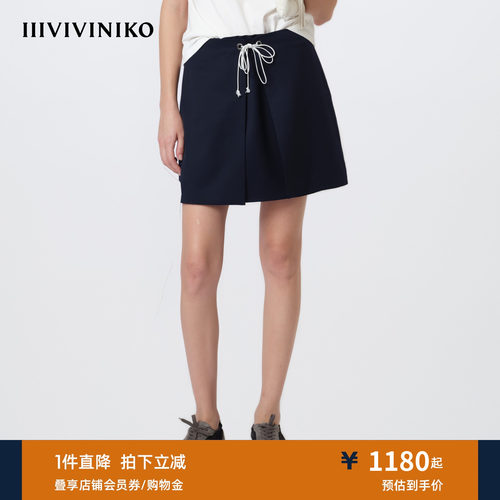 IIIVIVINIKO2026春新款通勤感气质撞色系带短裙女M610705106A