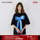 IIIVIVINIKO2025秋新款 全棉浪漫蝴蝶结胶印正肩T恤女M530525384B
