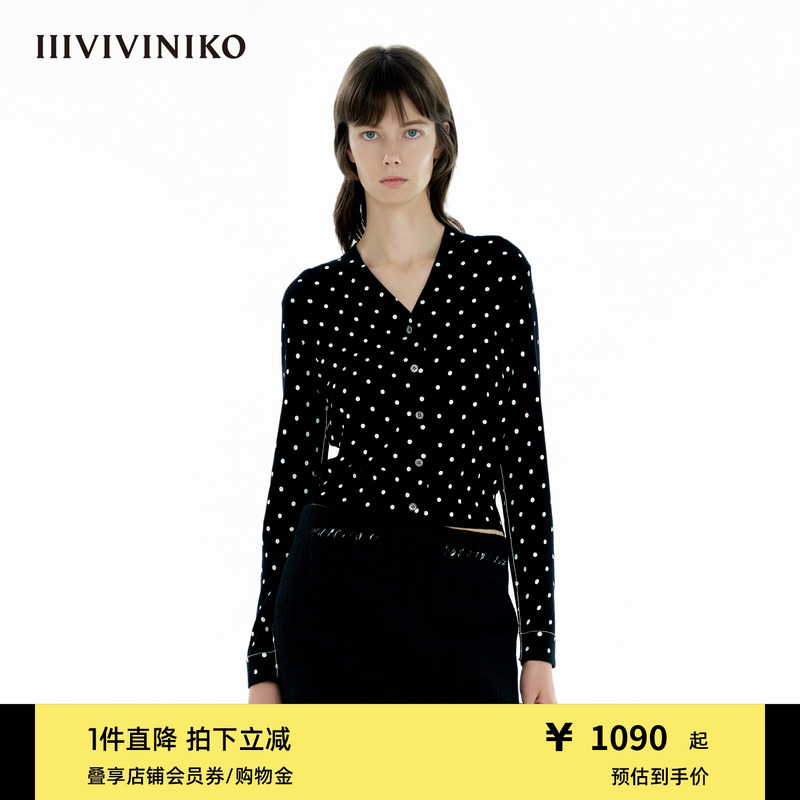 IIIVIVINIKO2025春新款波点印花打底衫女M510234615A