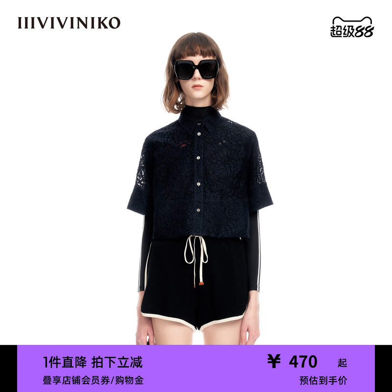 短袖蕾丝IIIVIVINIKO夏季