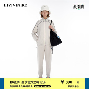 IIIVIVINIKO 立领拉锁运动夹克女M344703346C 羊毛针织圈圈毛料