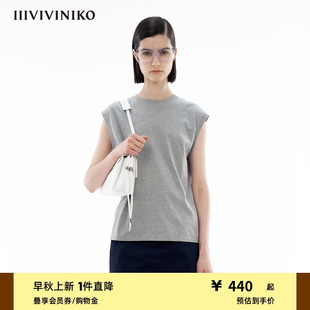 简约休闲宽松无袖 新款 印度长绒棉 背心T恤女 IIIVIVINIKO春季