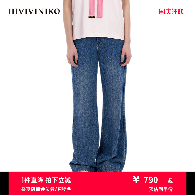 IIIVIVINIKO天丝直筒牛仔长裤