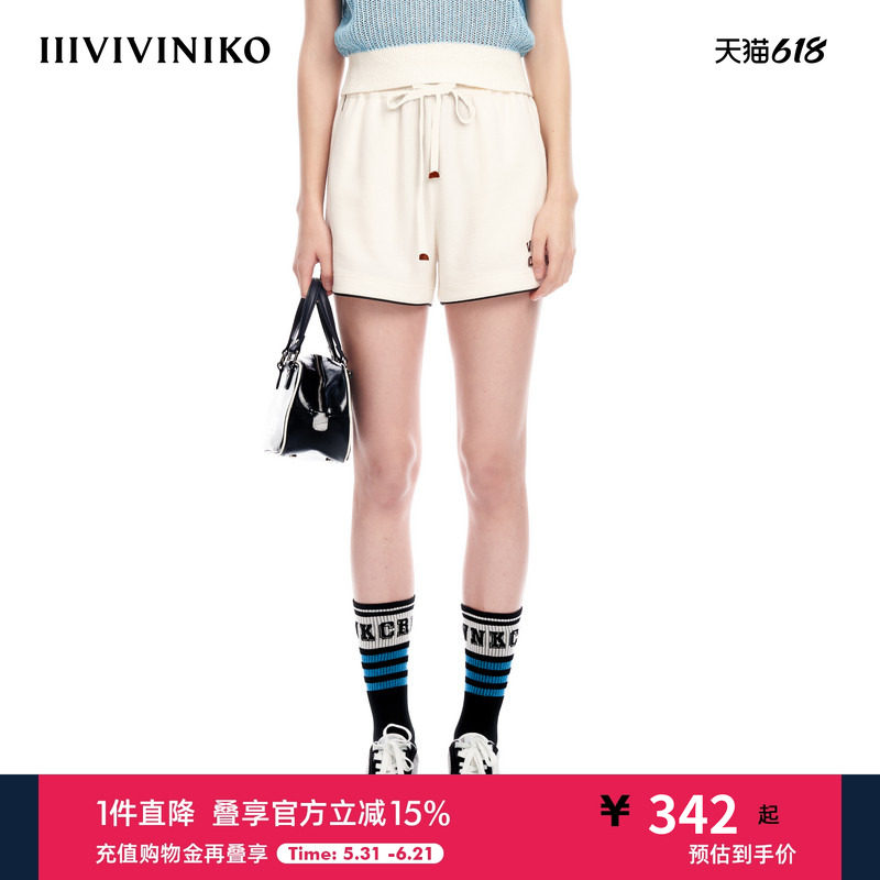 IIIVIVINIKO夏季新品百搭撞色边抽绳运动感短裤子女M320828363D