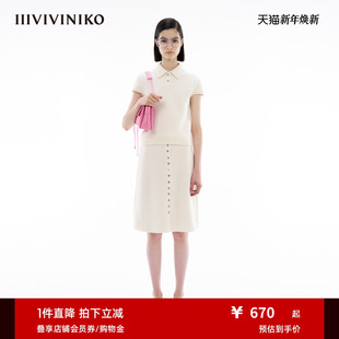 美丽诺羊毛 修身 IIIVIVINIKO春季 polo领缩绒短袖 毛衣女 新款