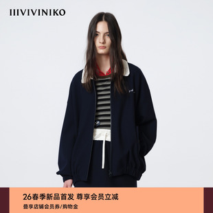 IIIVIVINIKO2026春新款 休闲撞色针织领夹克外套女M610319101A