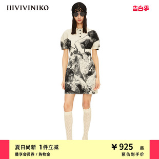 肌理提花 针织polo印花连衣裙女M221124625D IIIVIVINIKO