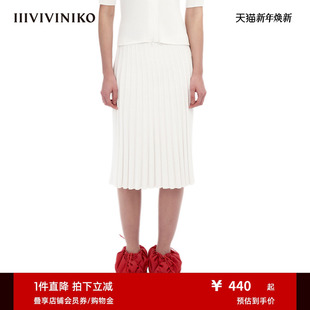 IIIVIVINIKO 悬垂撞色针织运动百褶半裙女M333819653A 科技面料