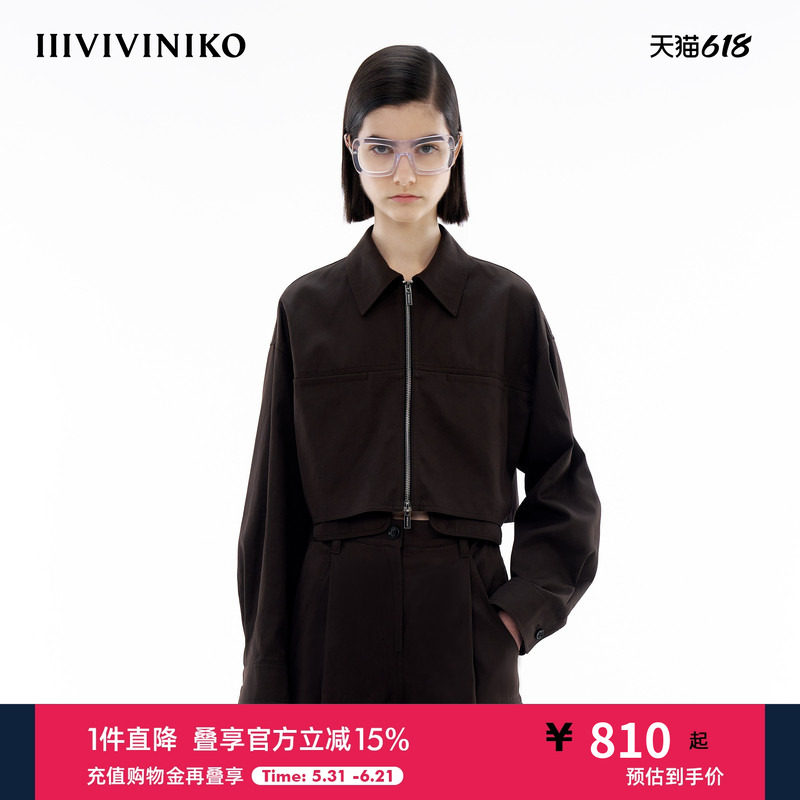 【李兰迪同款】IIIVIVINIKO春季新款简约短箱型时尚夹克外套女