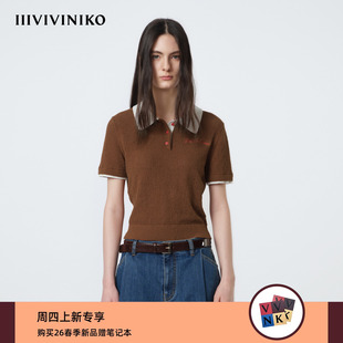 女M620148609C Polo领肌理感针织短袖 IIIVIVINIKO2026夏季 新款
