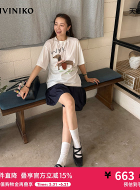 IIIVIVINIKO2026夏季新款宽松印花T恤女M620501367E10