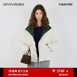 IIIVIVINIKO2025冬新款 休闲时髦双面穿格纹羽绒服女M549104104D