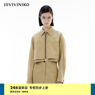 新款 IIIVIVINIKO2024春季 李兰迪同款 简约短箱型夹克外套女