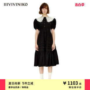 连衣裙女M230611163A 蕾丝花边领长款 新品 IIIVIVINIKO夏季