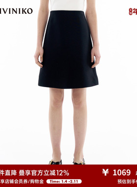 IIIVIVINIKO春季新款丝毛双面缎简约A型半身短裙女M414828151B