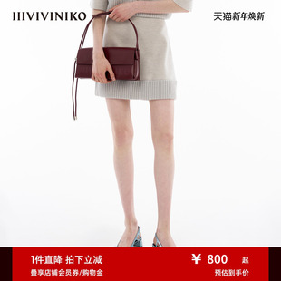 新款 IIIVIVINIKO春季 通勤宽罗纹针织半身短裙女 OTW精纺纯羊毛