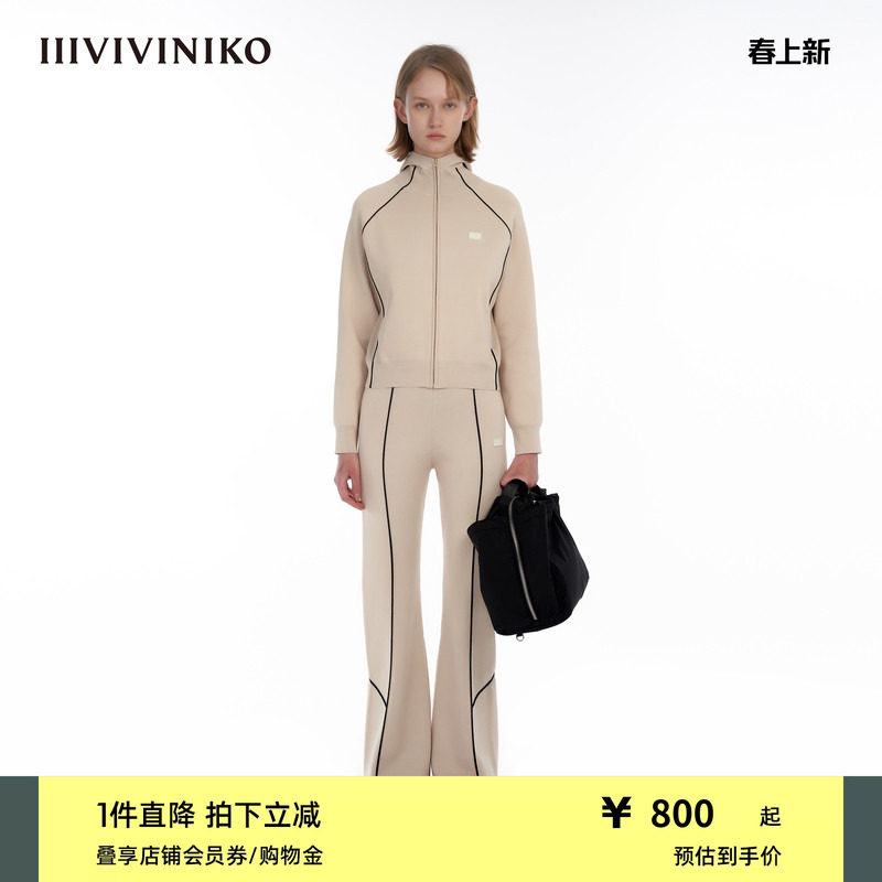 IIIVIVINIKO&ldquo;日本醋酸尼龙&rdquo;休闲运动感连帽外套女M333720624B