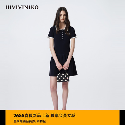 IIIVIVINIKO2026夏季新款撞色花苞Polo连衣裙女M621177651C