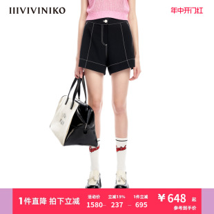 IIIVIVINIKO夏季 百搭轻薄四⾯弹直筒高腰短裤 子女M320837168E 新品