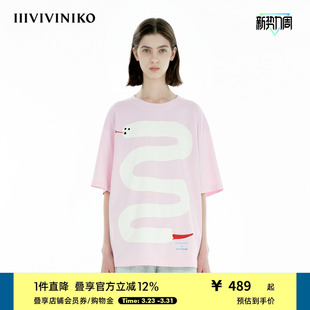 宽松圆领落肩短袖 新款 IIIVIVINIKO2025春季 T恤女 生肖联名系列