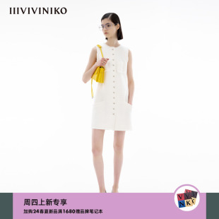 进口粗花呢 复古精致背心式 新款 IIIVIVINIKO2024春季 连衣裙女