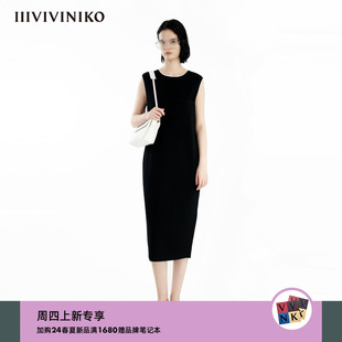 连衣裙女 复古简约茧型长款 环保凉感面料 IIIVIVINIKO2024夏季