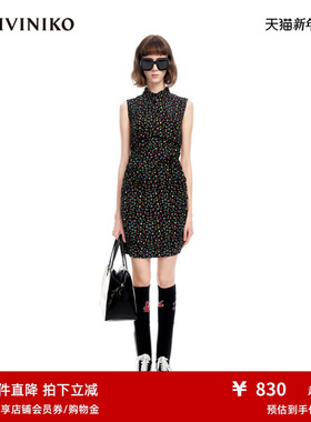 IIIVIVINIKO“法国DEVEAUX泡泡纱”简约印花连衣裙女M320640186F