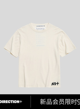 NO DIRECTION+ 棉羊绒短袖宽松落肩T恤衫N530104667B31