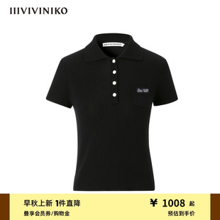 修身 新款 polo领短袖 女 针织衫 棉醋酸混纺 IIIVIVINIKO秋季