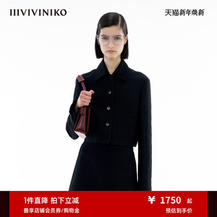 外套女M414728151B 复古丝毛双面缎翻领短款 IIIVIVINIKO春季 新款