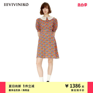 polo领连⾐裙女M230624180A 郁⾦⾹印花短款 新品 IIIVIVINIKO夏季