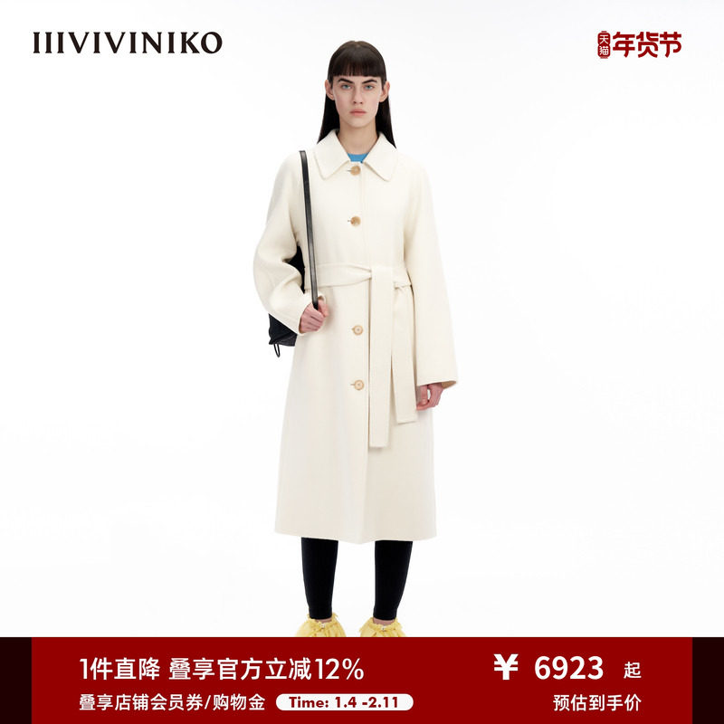 IIIVIVINIKO“100%羊绒双面呢”小翻领毛呢大衣外套女M349028172C,女装/女士精品,羊绒大衣,淘宝优惠券,粉丝福利购,淘宝优惠卷