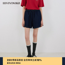 IIIVIVINIKO2025秋新款时髦宽松莫代尔抽绳牛仔短裤女M531824211A