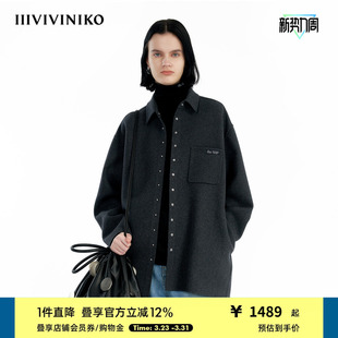 麦尔登双面呢衬衫 新款 IIIVIVINIKO冬季 外套女 美利诺羊毛