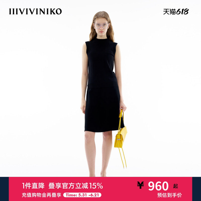 【日本三醋酸】IIIVIVINIKO夏新款复古百搭无袖连衣裙M420606128D