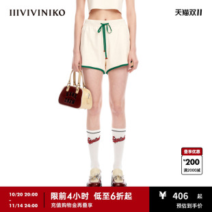子女M323818602D 百搭撞色边罗纹休闲运动短裤 IIIVIVINIKO夏季 新品