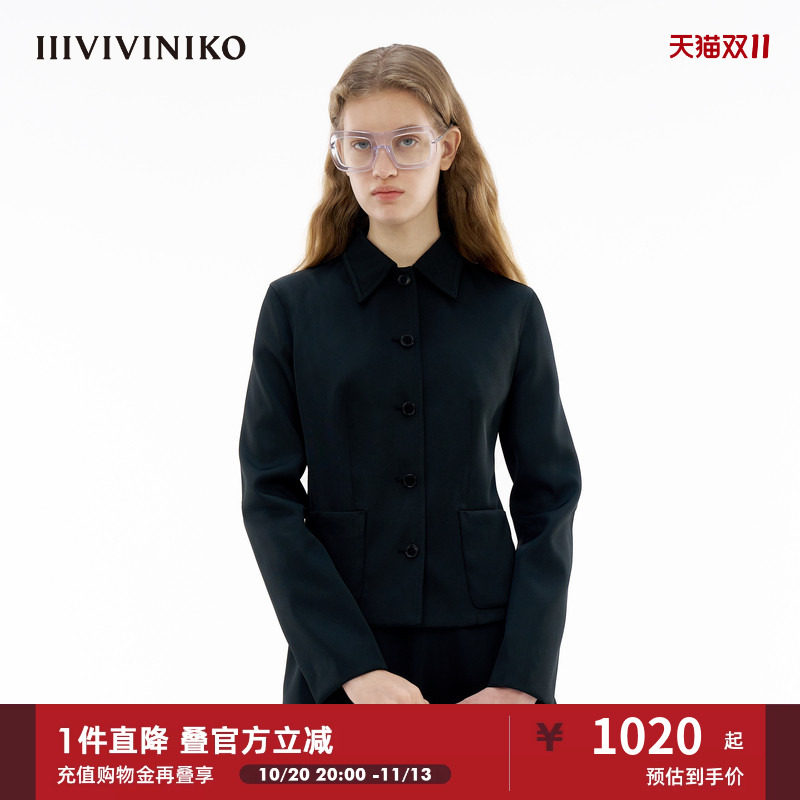 IIIVIVINIKO春季新款进口面料复古简约时尚夹克外套女M410312140C