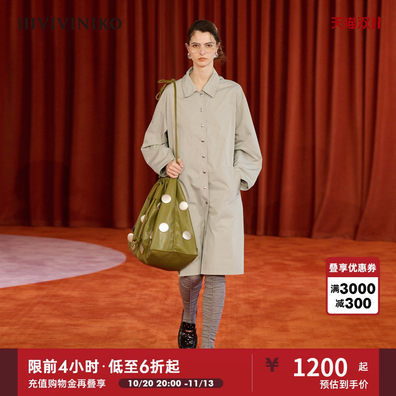 【秀场同款 solotex纱】IIIVIVINIKO秋新款工装感风衣外套女