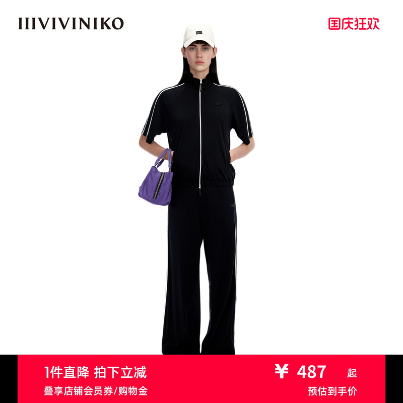 IIIVIVINIKO运动感拉链短袖上衣