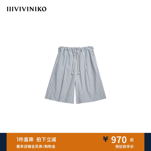 IIIVIVINIKO2026夏季新款松弛条纹直筒五分裤子女M620815165C