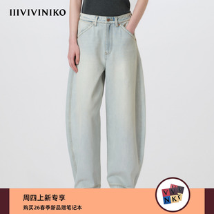 子女M611804222B 复古休闲水洗弯刀牛仔裤 IIIVIVINIKO2026春季 新款