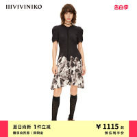 IIIVIVINIKO春夏新品复古星空人物印花连衣裙女M220648125E