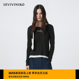 叠穿落肩长袖 女M610504311A 慵懒感两件式 IIIVIVINIKO2026春新款