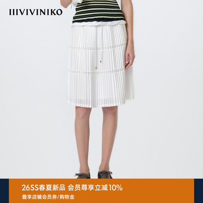 IIIVIVINIKO2026夏季新款宽松浪漫蕾丝拼接百褶裙女M620735159E