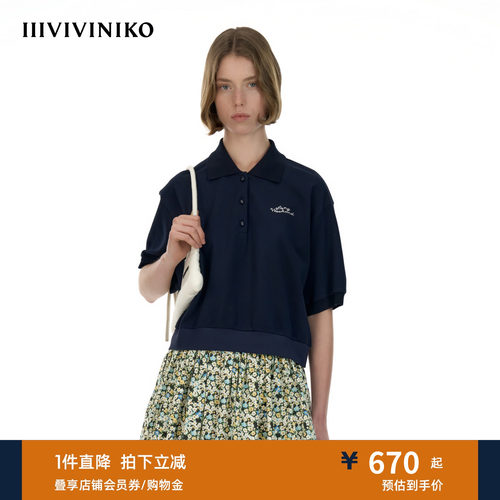 IIIVIVINIKO2026夏季新款落肩Polo领针织短袖女M624003382E
