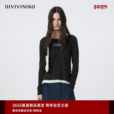 IIIVIVINIKO2026春新款慵懒感两件式叠穿落肩长袖女M610504311A