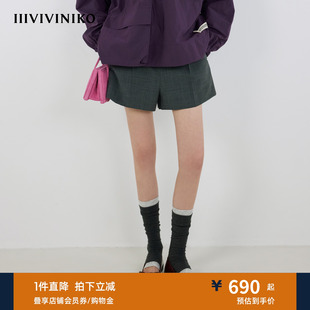 IIIVIVINIKO秋季新款随性灰调抽绳西装短裤子女M530818166B