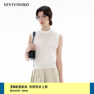 IIIVIVINIKO2024夏季 针织背心女C421224617E 简约宽松挖肩无袖 新款