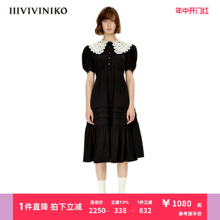 IIIVIVINIKO夏季 连衣裙女M230611163A 蕾丝花边领长款 新品