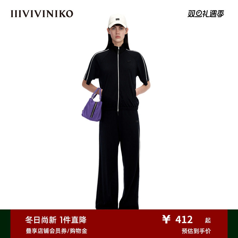 IIIVIVINIKO运动感拉链短袖上衣